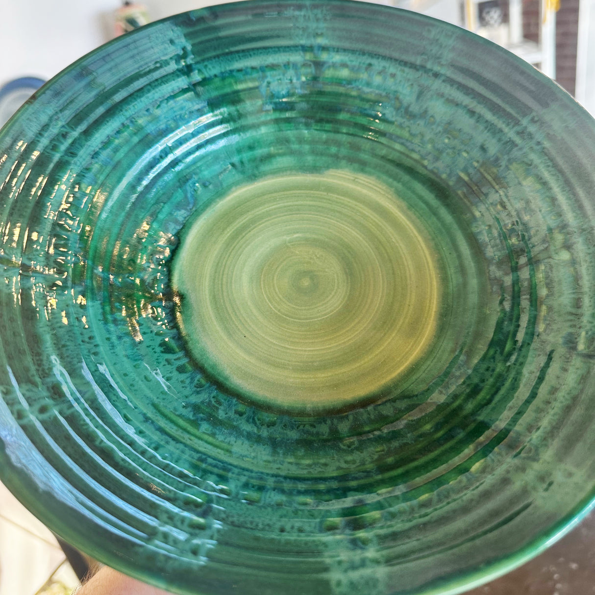 Swirling Teal & Lilly Pad Green Bowl | Once & Future Things