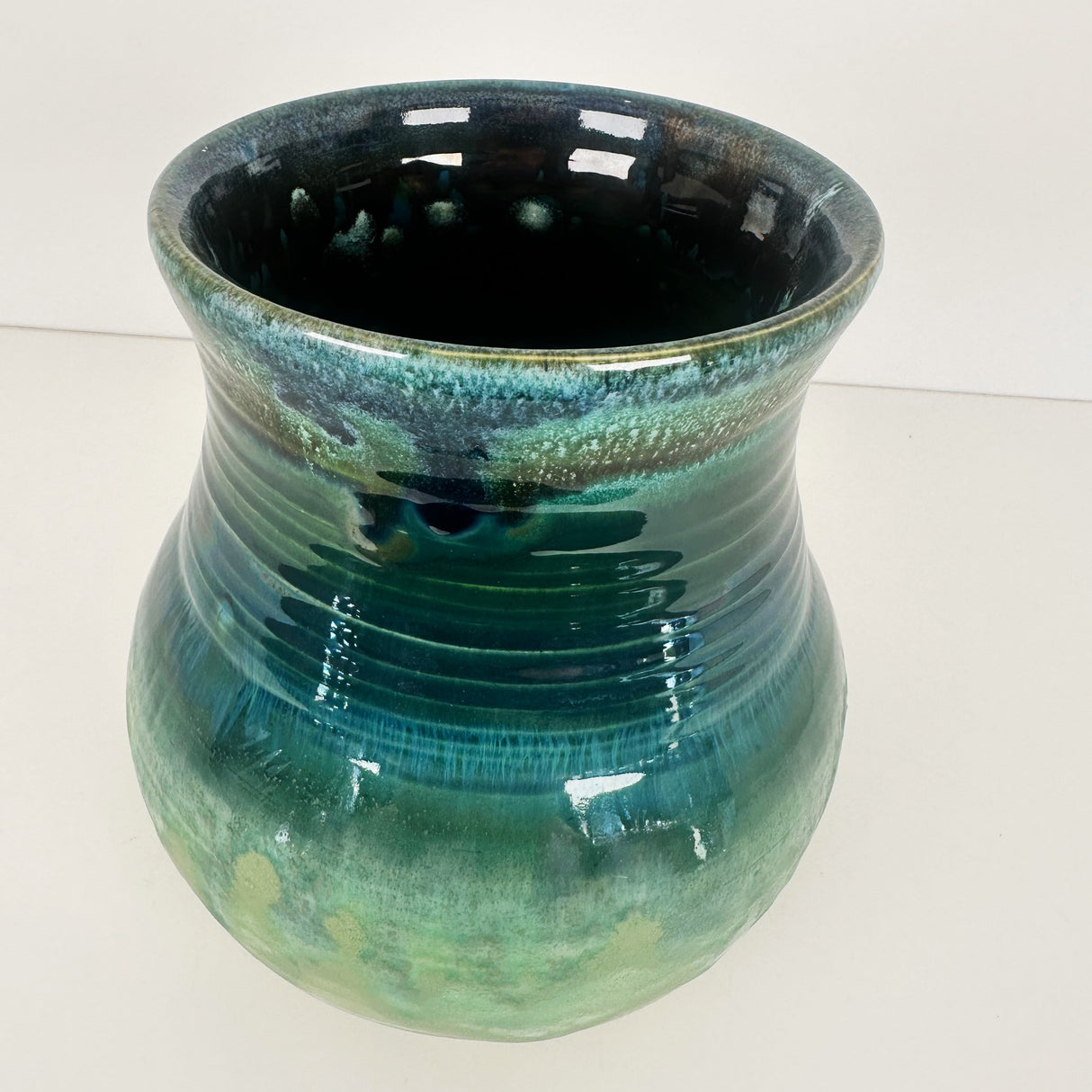 Ombre Teal & Lilly Pad Green Vase | Once & Future Things