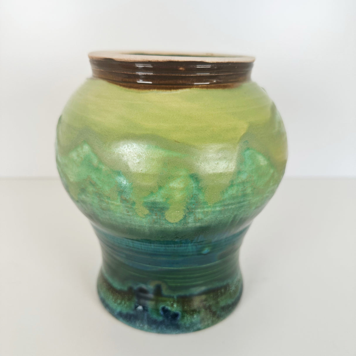 Ombre Teal & Lilly Pad Green Vase | Once & Future Things