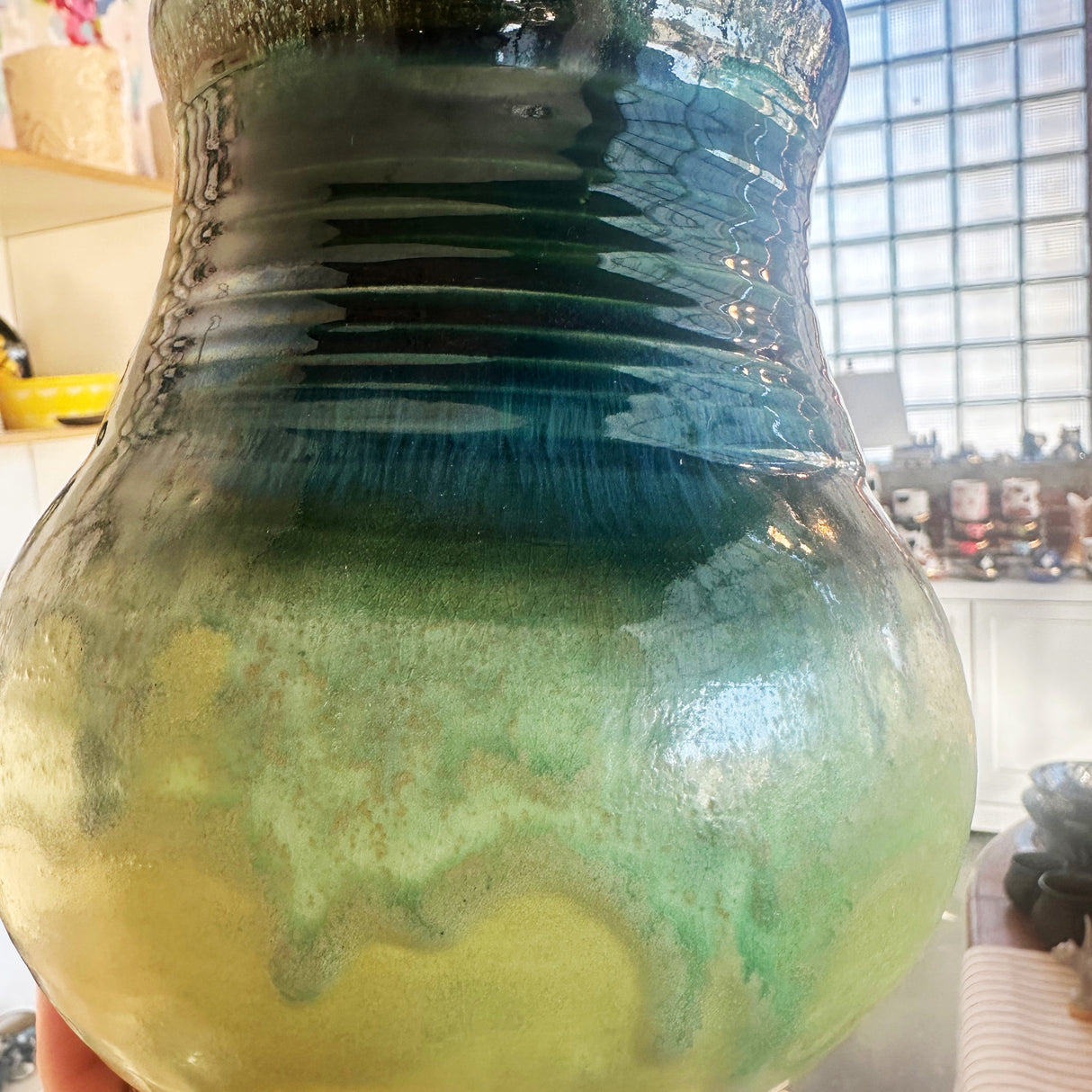 Ombre Teal & Lilly Pad Green Vase | Once & Future Things