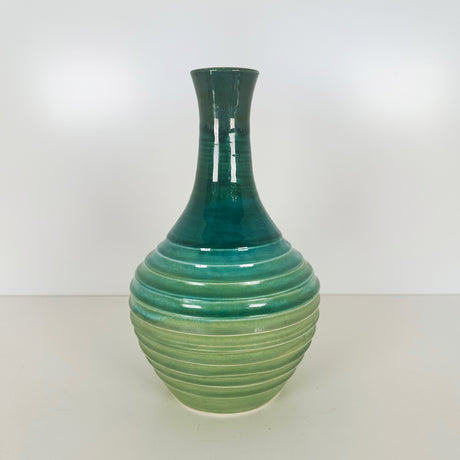 Teal & Lily Pad Green Skinny Necked Vase | Once & Future Things