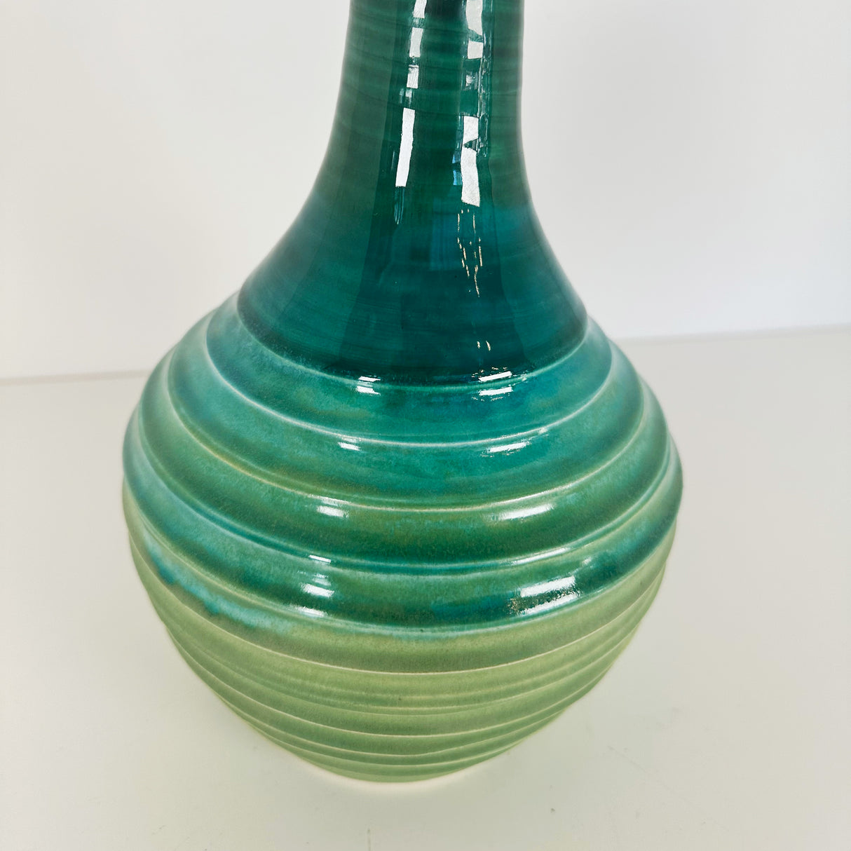 Teal & Lily Pad Green Skinny Necked Vase | Once & Future Things