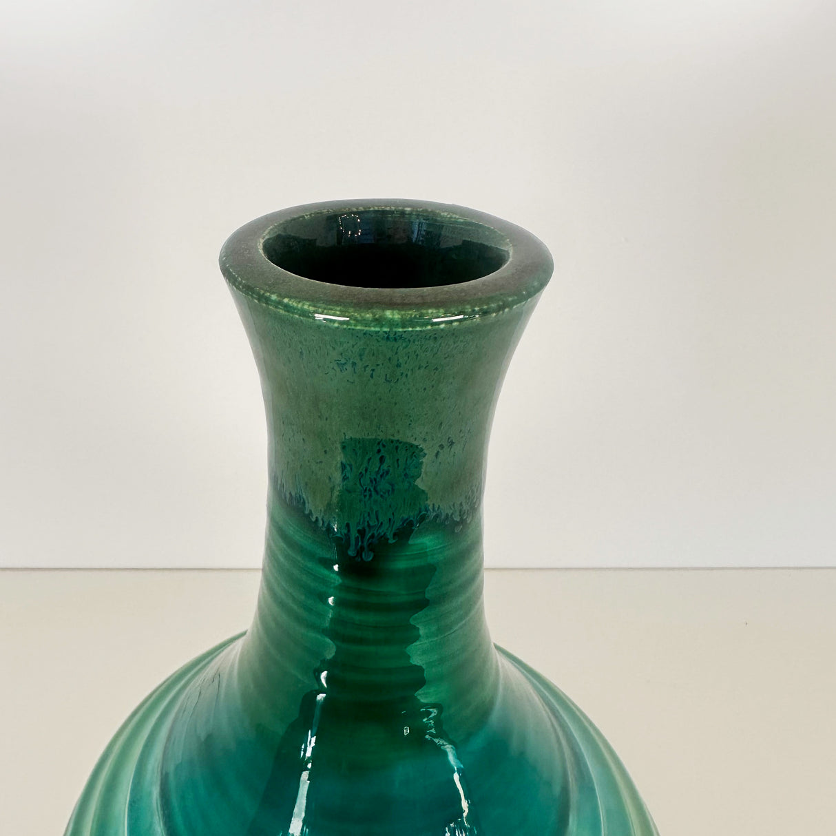 Teal & Lily Pad Green Skinny Necked Vase | Once & Future Things