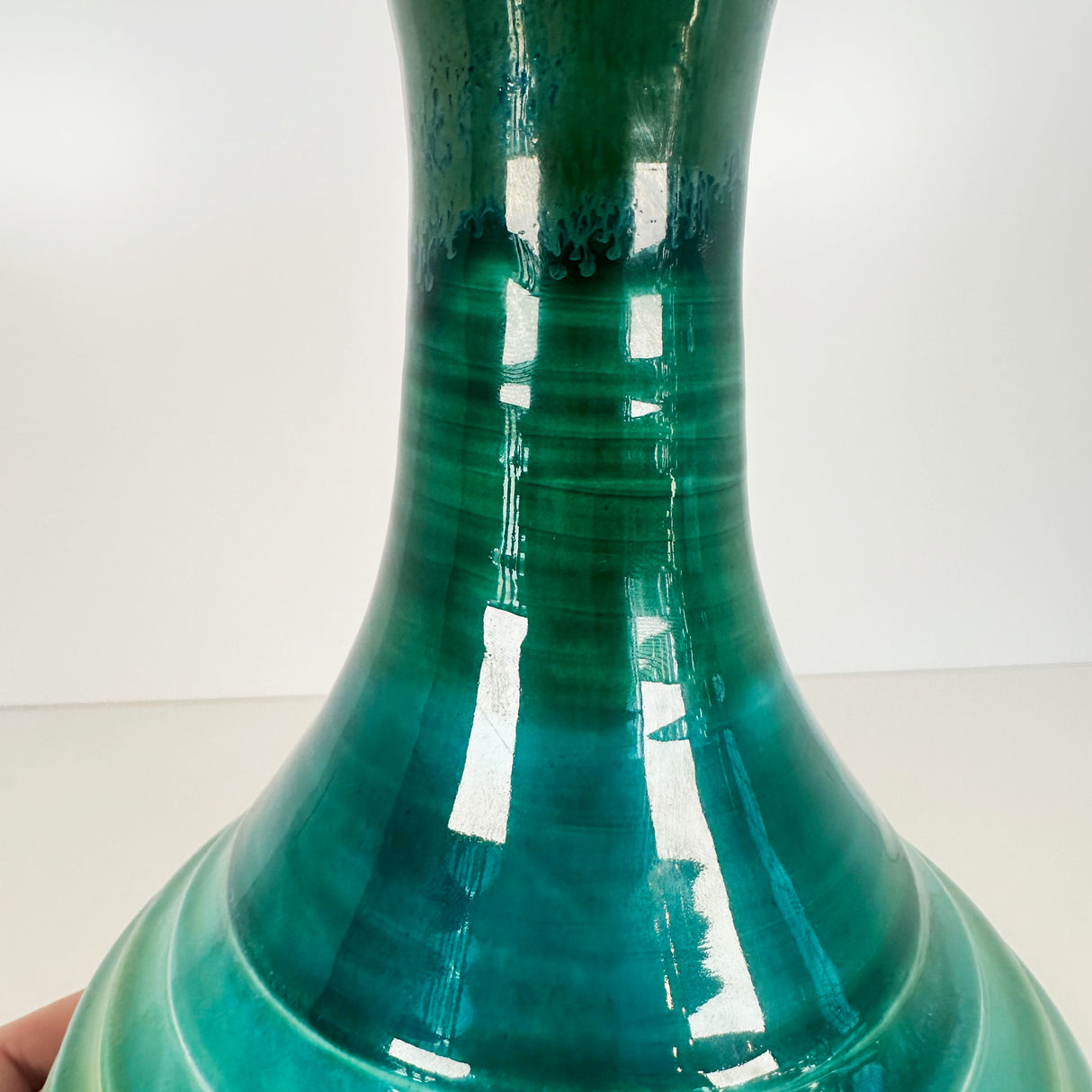 Teal & Lily Pad Green Skinny Necked Vase | Once & Future Things