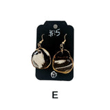 Black & White Marbled Ceramic Earrings Featuring Gold Accents- Multiple Shapes & Styles Available