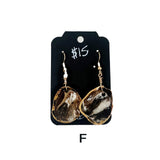 Black & White Marbled Ceramic Earrings Featuring Gold Accents- Multiple Shapes & Styles Available
