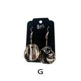 Black & White Marbled Ceramic Earrings Featuring Gold Accents- Multiple Shapes & Styles Available