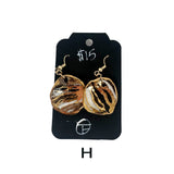 Black & White Marbled Ceramic Earrings Featuring Gold Accents- Multiple Shapes & Styles Available