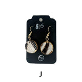 Black & White Marbled Ceramic Earrings Featuring Gold Accents- Multiple Shapes & Styles Available
