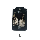 Black & White Marbled Ceramic Earrings Featuring Gold Accents- Multiple Shapes & Styles Available