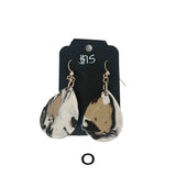 Black & White Marbled Ceramic Earrings Featuring Gold Accents- Multiple Shapes & Styles Available
