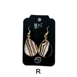 Black & White Marbled Ceramic Earrings Featuring Gold Accents- Multiple Shapes & Styles Available
