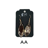 Black & White Marbled Ceramic Earrings Featuring Gold Accents- Multiple Shapes & Styles Available
