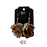 Black & White Marbled Ceramic Earrings Featuring Gold Accents- Multiple Shapes & Styles Available