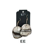 Black & White Marbled Ceramic Earrings Featuring Gold Accents- Multiple Shapes & Styles Available