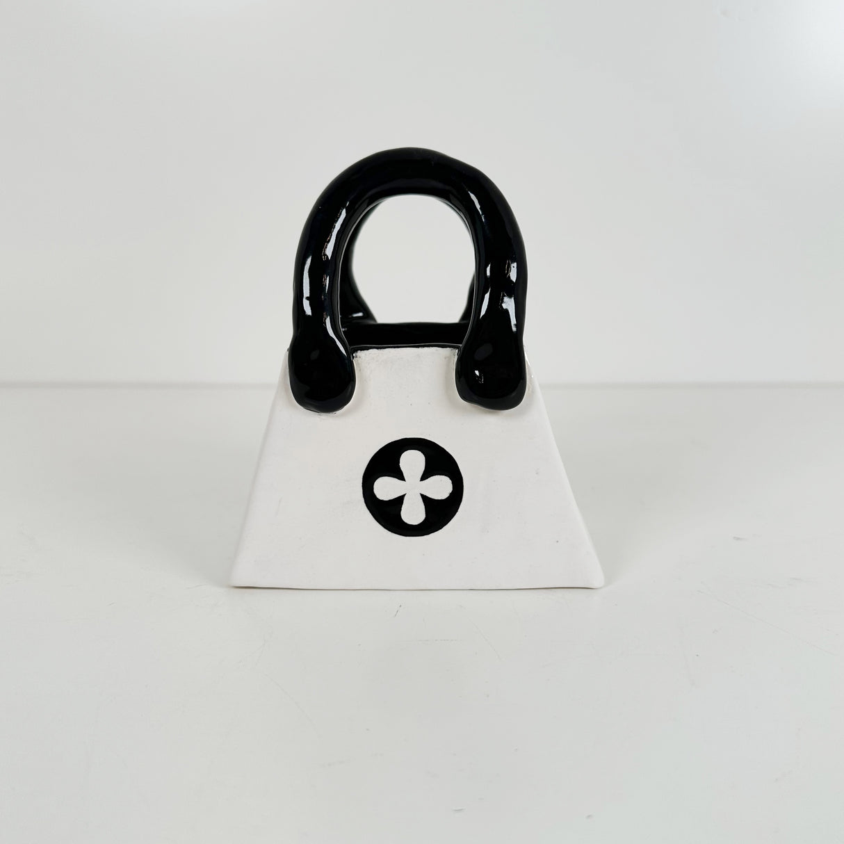 Black & White Purse Vase with Flower Motif  | Jessica Walker