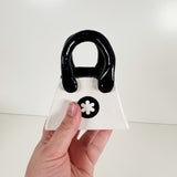 Black & White Purse Vase with Flower Motif  | Jessica Walker