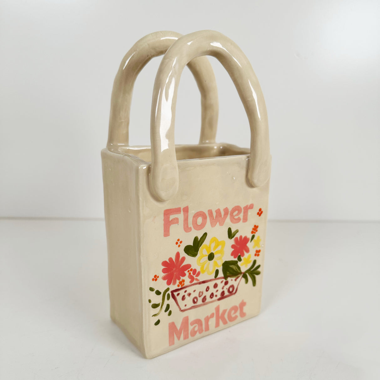 Flower Market Tote Vase Featuring Coral & Yellow | Jessica Walker