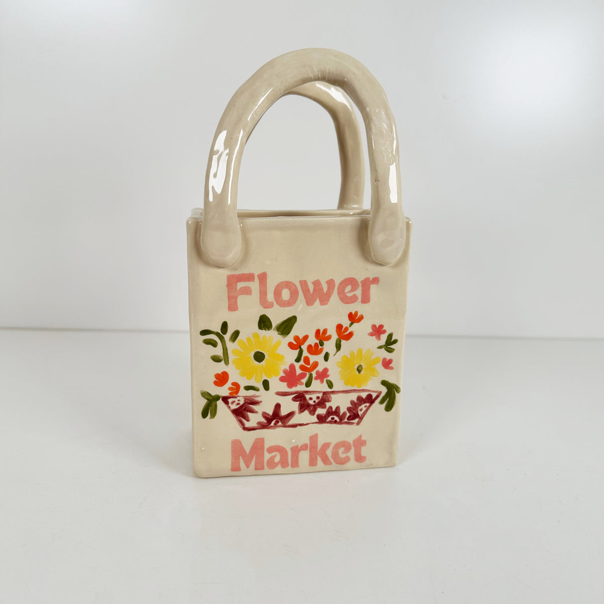 Flower Market Tote Vase Featuring Coral & Yellow | Jessica Walker