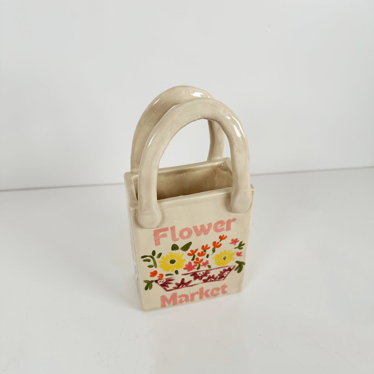 Flower Market Tote Vase Featuring Coral & Yellow | Jessica Walker