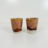 Tan & Dark Brown with a Hint of Pink Handmade Stoneware Shot Glasses | Jessica Walker