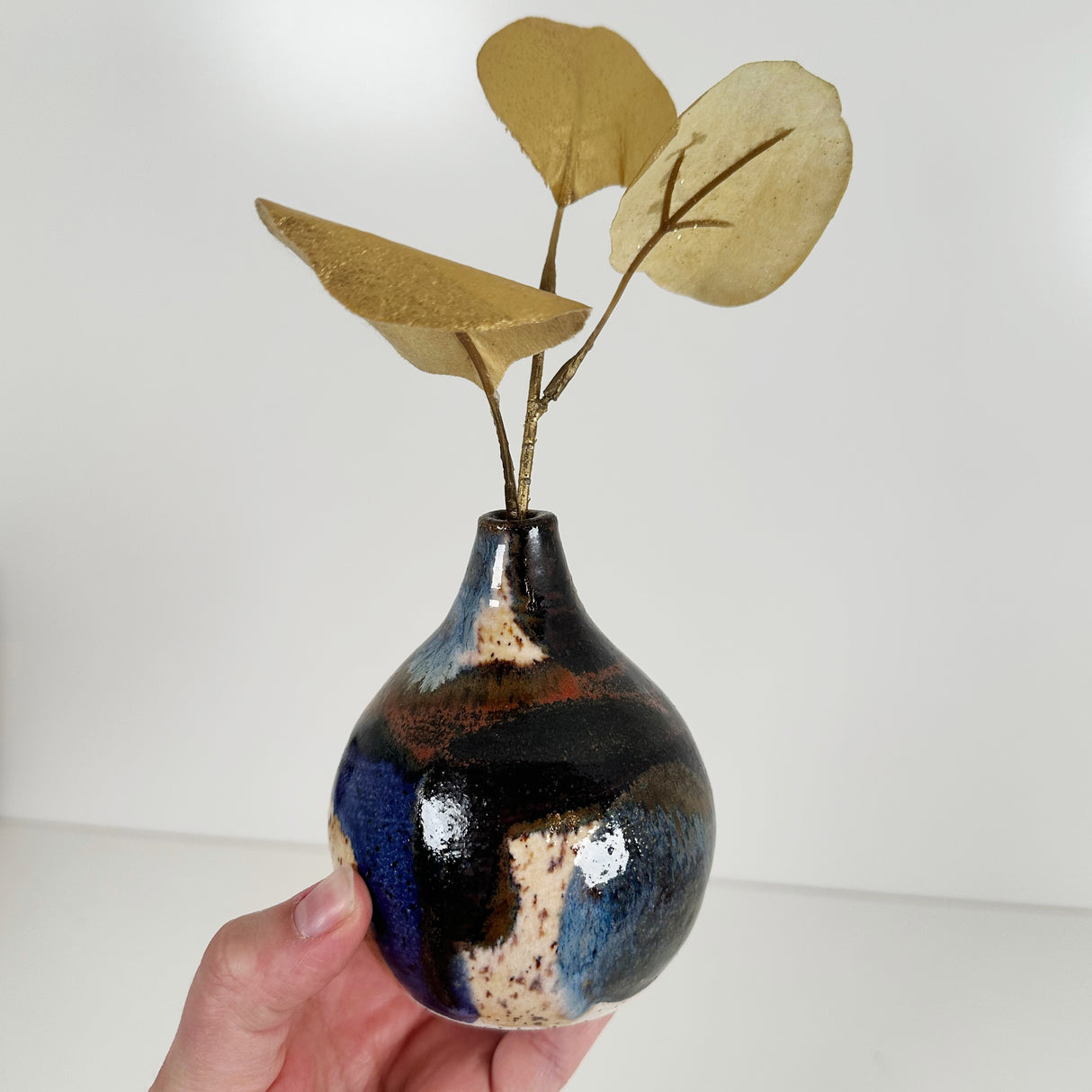 Deep Dark Watercolor Style Stoneware Bud Vase | Madeleine Schmidt