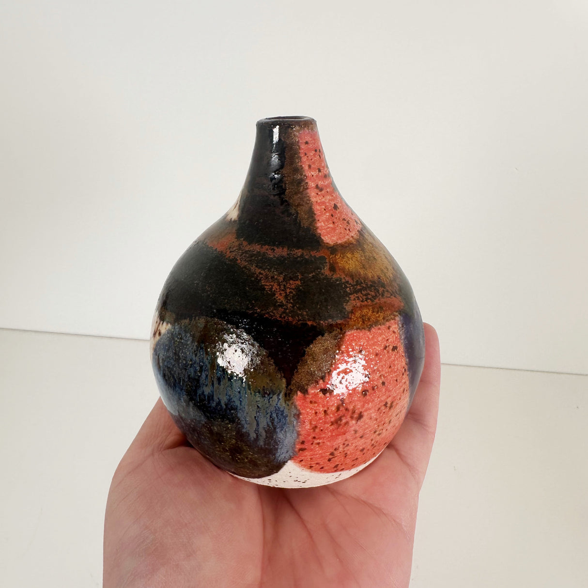 Deep Dark Watercolor Style Stoneware Bud Vase | Madeleine Schmidt