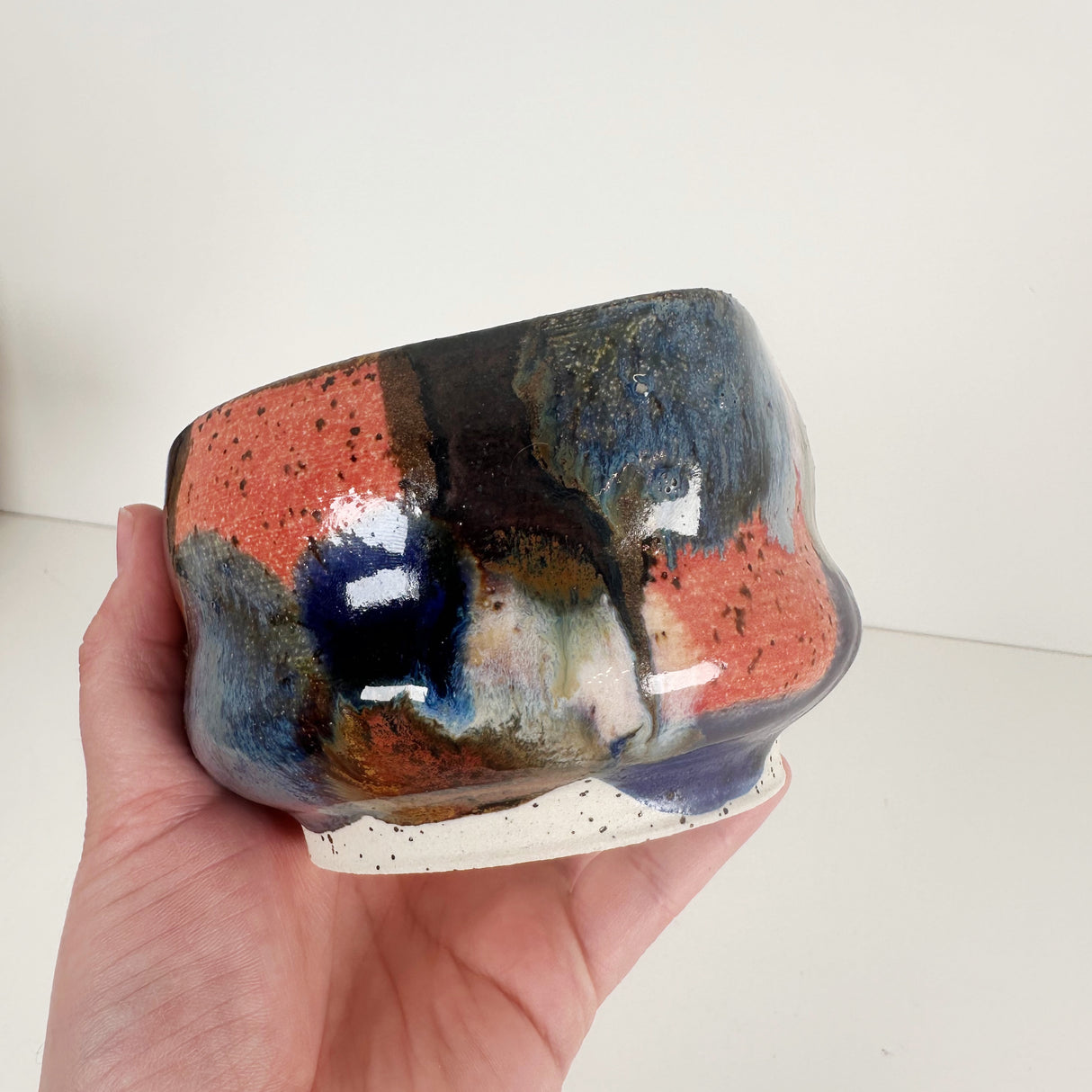 Deep Dark Watercolor Style Stoneware Matcha Bowl with Whisk | Madeleine Schmidt