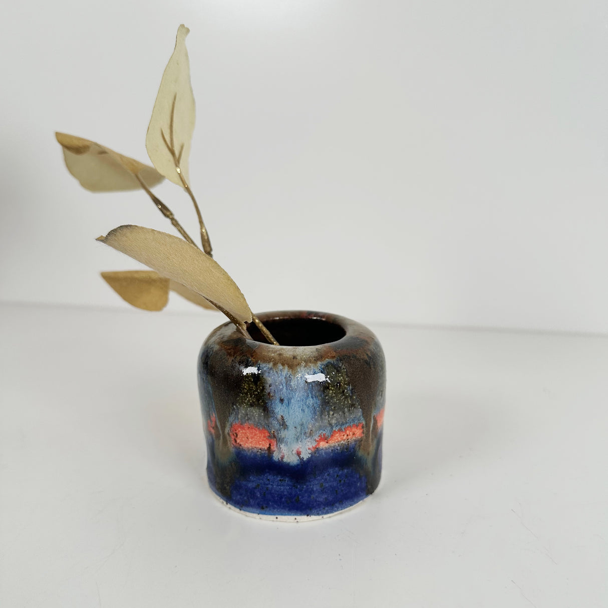 Deep Dark Watercolor Style Stoneware Domed Vase | Madeleine Schmidt