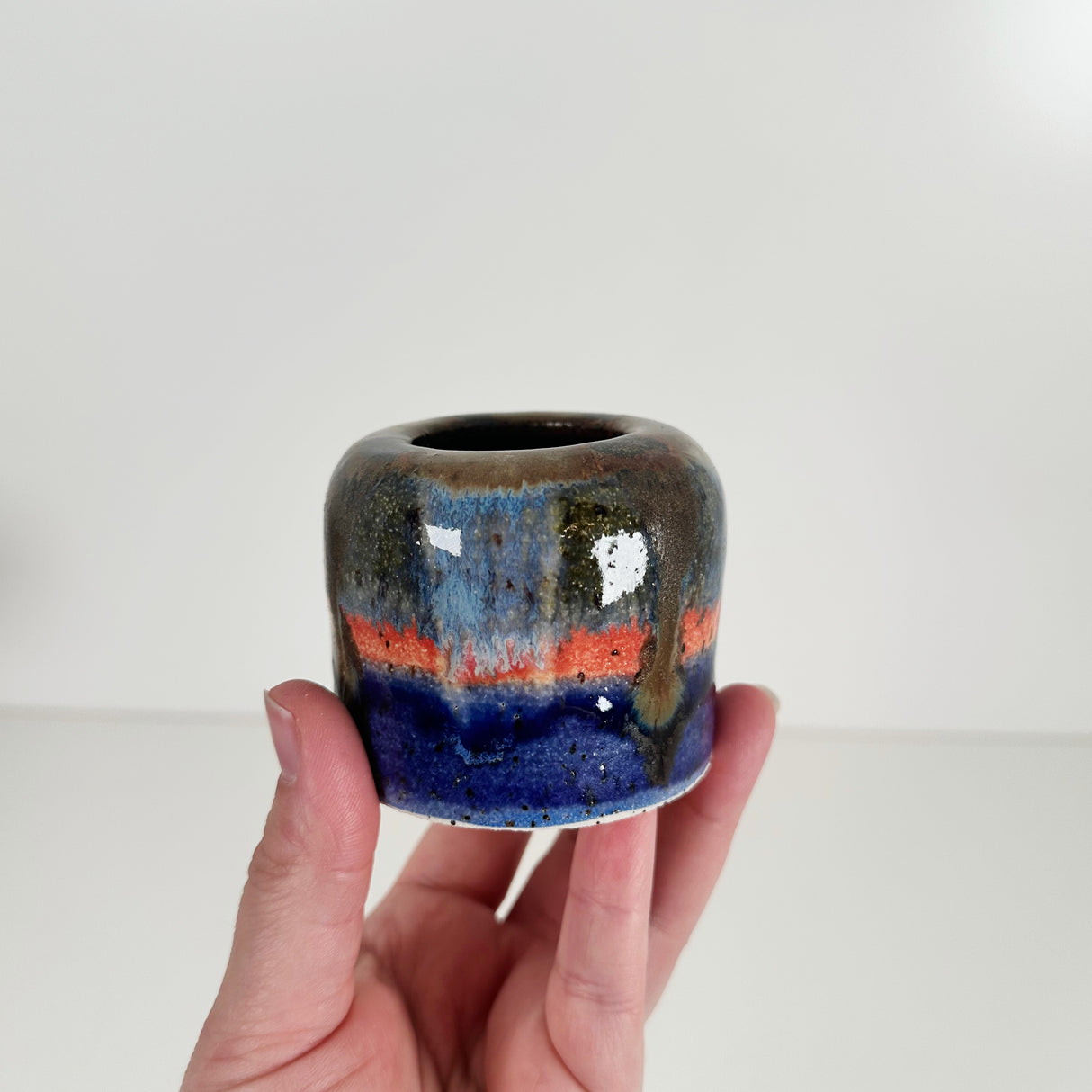 Deep Dark Watercolor Style Stoneware Domed Vase | Madeleine Schmidt