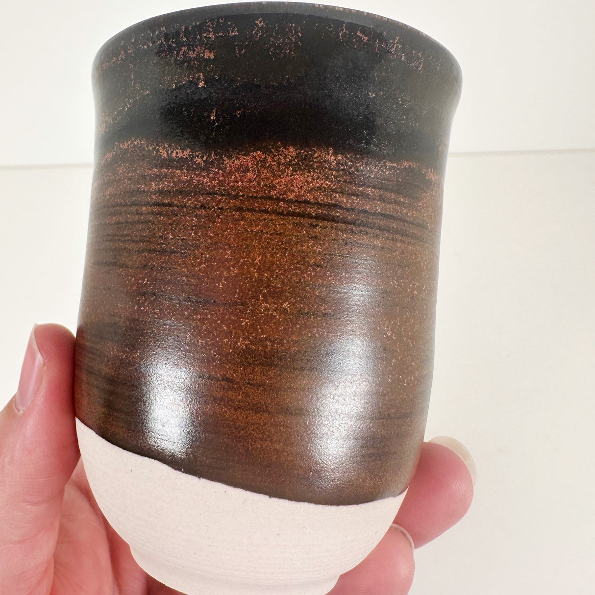 Black & Tan Smooth Satin Cup with Tea Dust Sparkle | Madeleine Schmidt