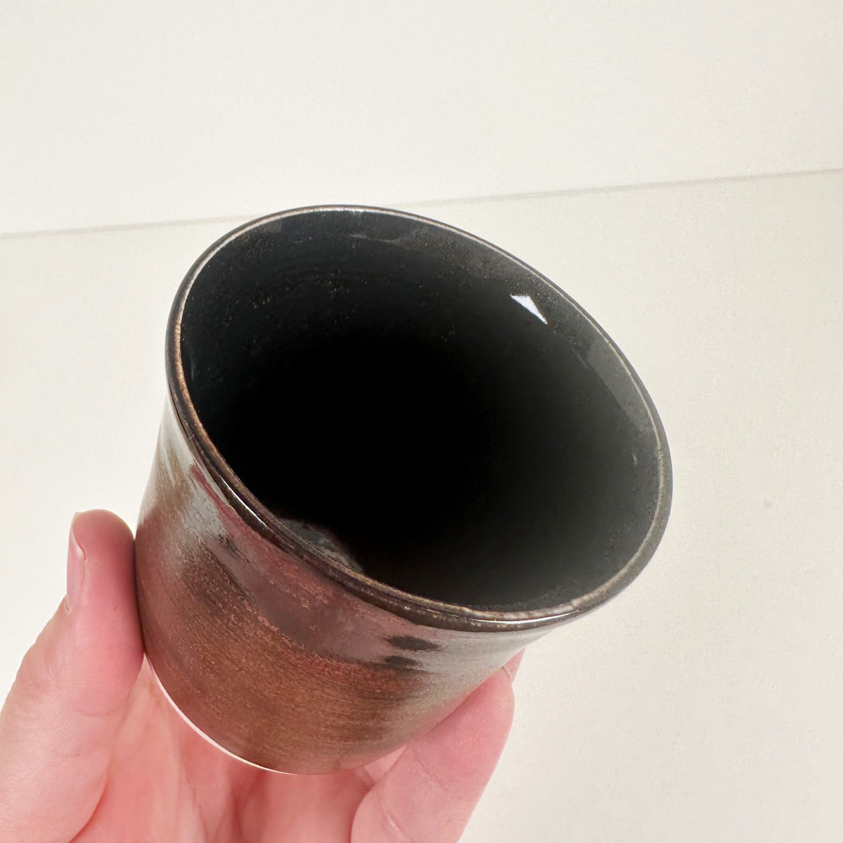 Black & Tan Smooth Satin Cup with Tea Dust Sparkle | Madeleine Schmidt