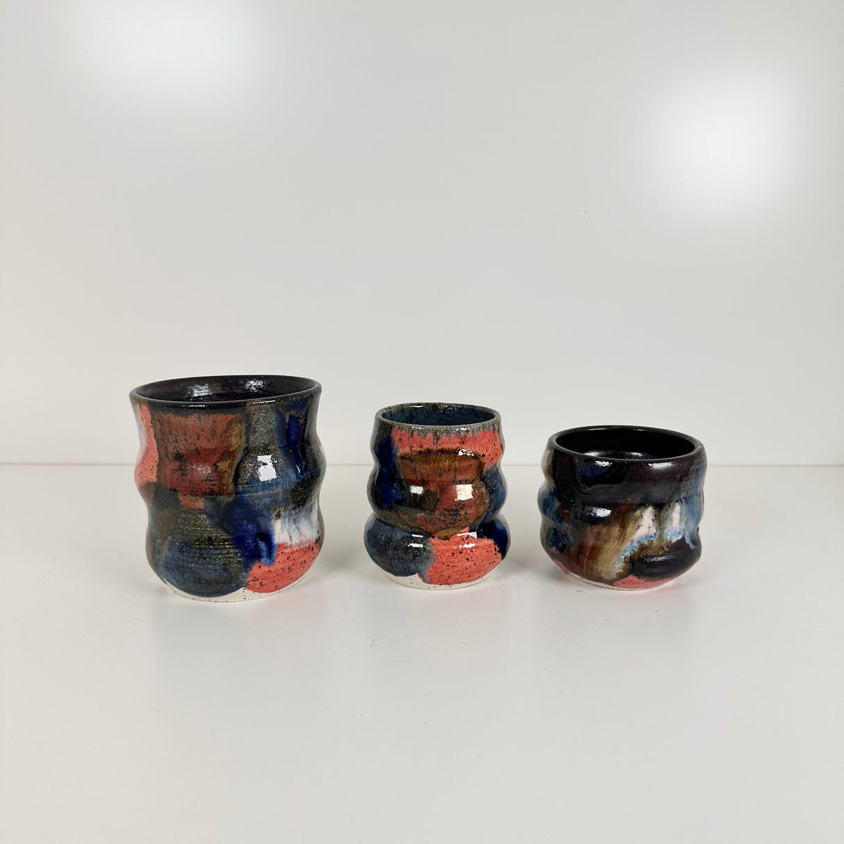 Deep Dark Watercolor Style Stoneware Vases in Three Styles | Madeleine Schmidt