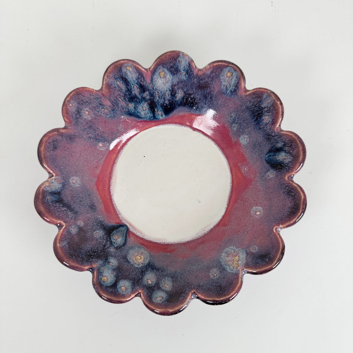 Speckled Purple & Magenta Scalloped Plate with Hook for Hanging  | Jessica Walker