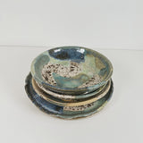 Winter Woods and Blue Green Speckled Stoneware Dishes | Madeleine Schmidt