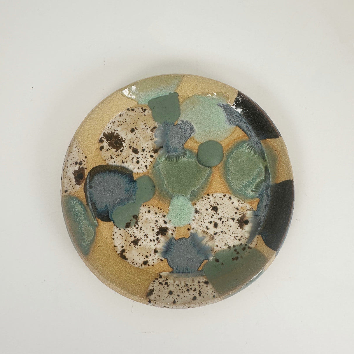 Winter Woods and Blue Green Speckled Stoneware Dishes | Madeleine Schmidt
