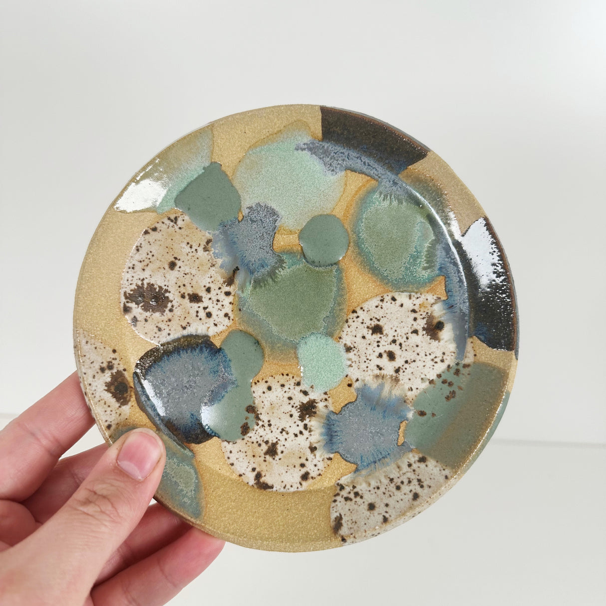 Winter Woods and Blue Green Speckled Stoneware Dishes | Madeleine Schmidt