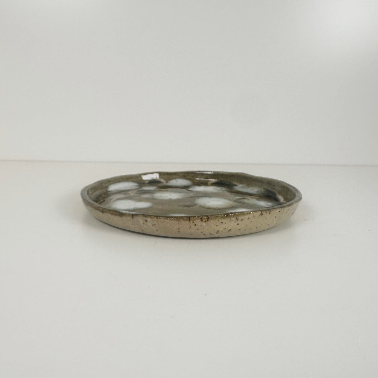 Winter Woods and Blue Green Speckled Stoneware Dishes | Madeleine Schmidt