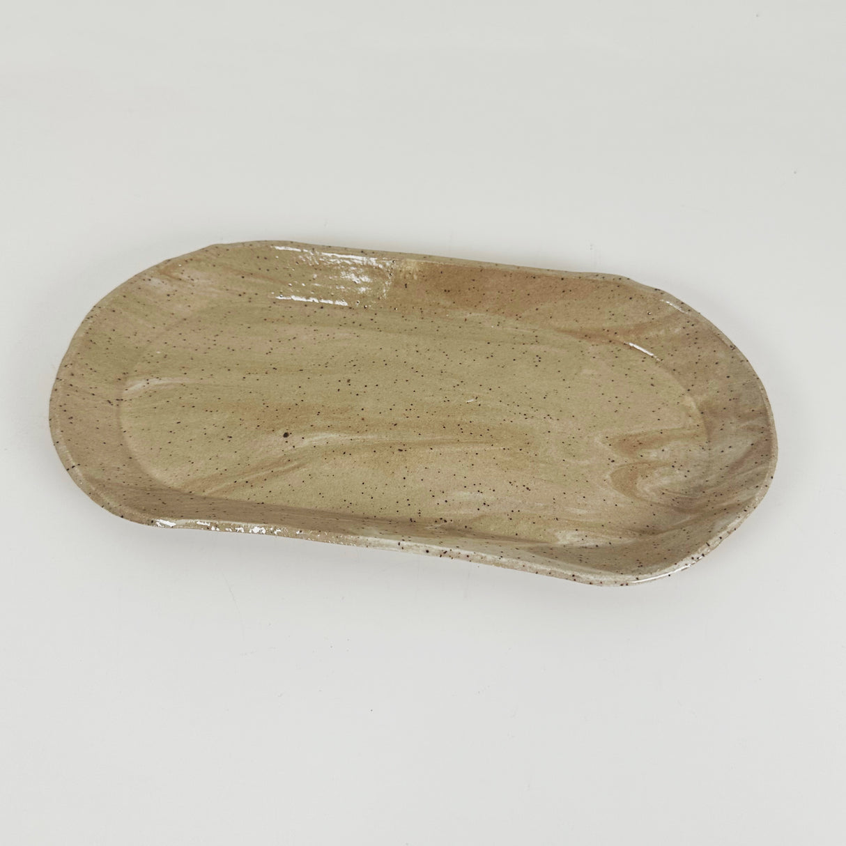 Oblong Marbled Sand Stoneware Tray | Madeleine Schmidt