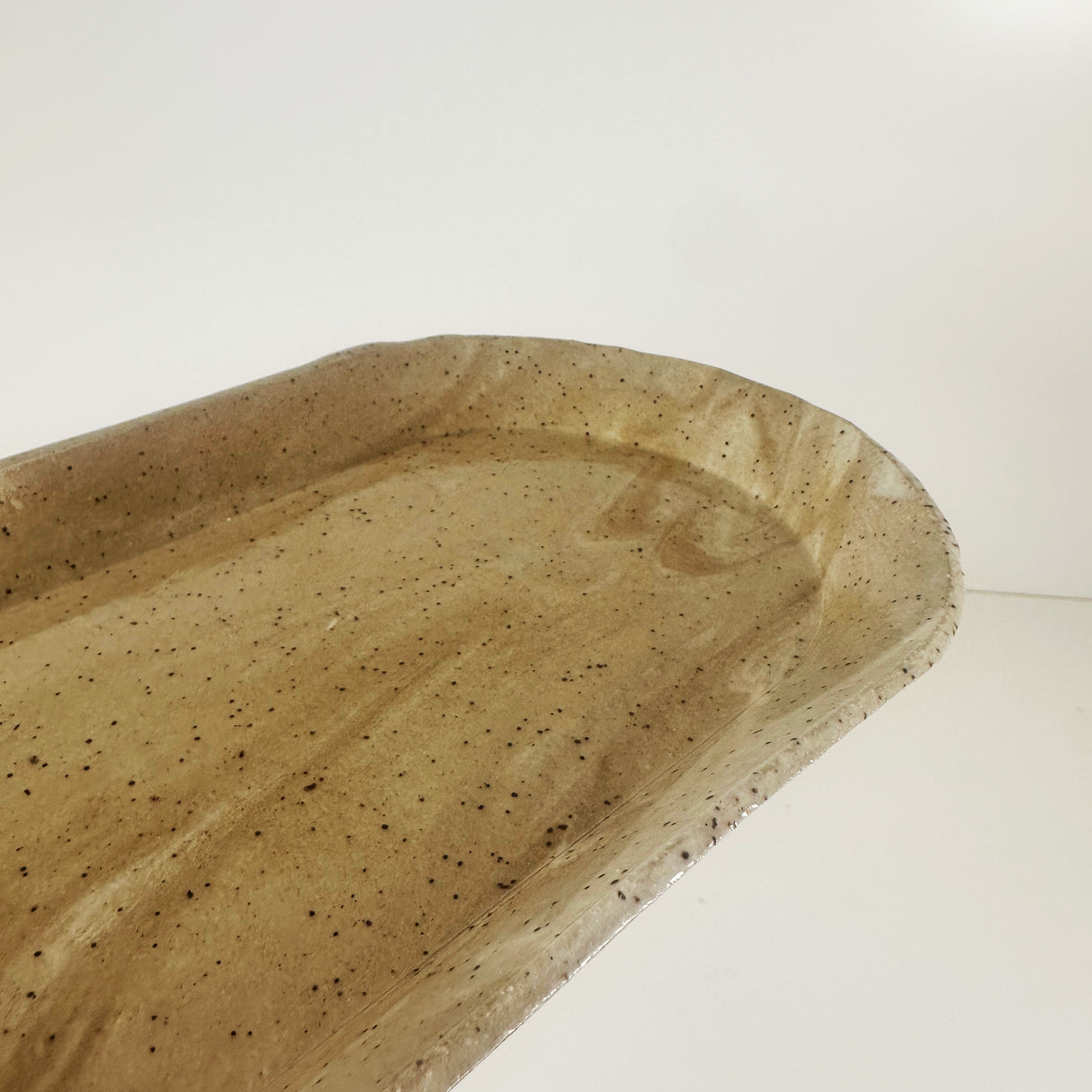 Oblong Marbled Sand Stoneware Tray | Madeleine Schmidt