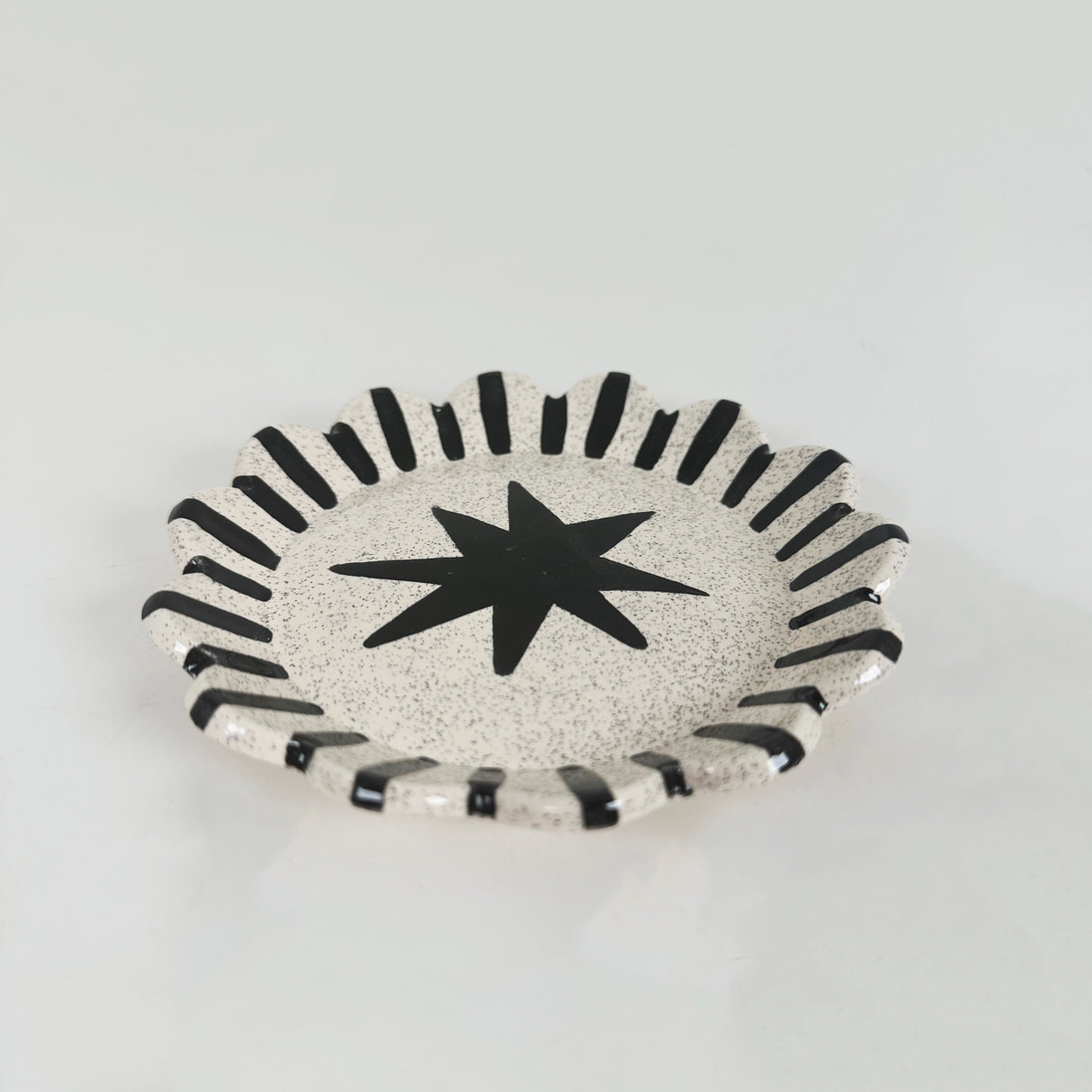 Speckled Black & White Trinket Plate with Stars & Stripes | Madeleine Schmidt