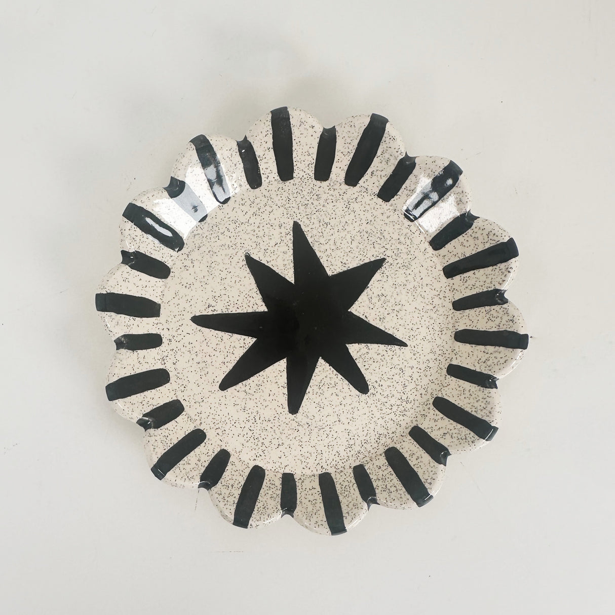 Speckled Black & White Trinket Plate with Stars & Stripes | Madeleine Schmidt