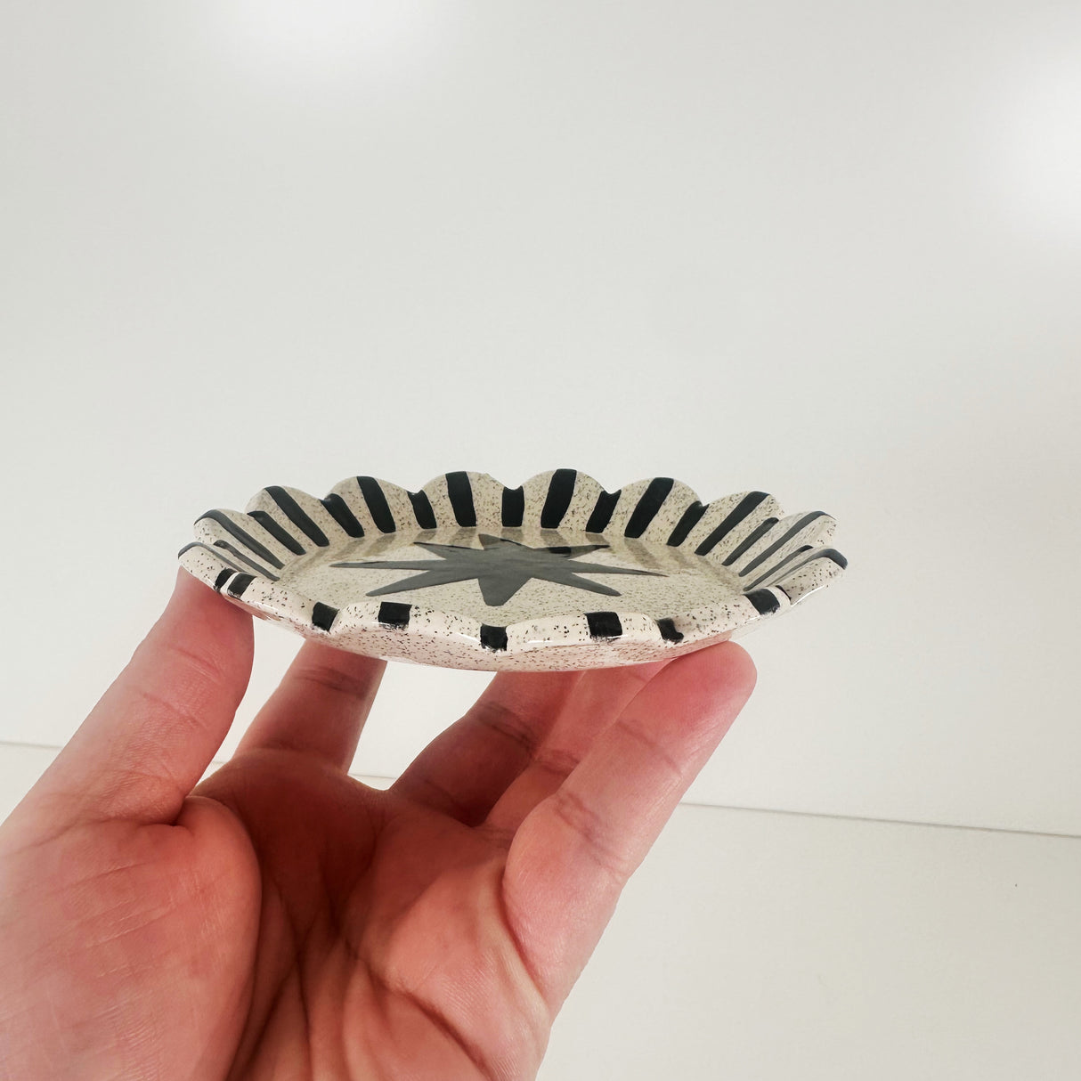 Speckled Black & White Trinket Plate with Stars & Stripes | Madeleine Schmidt