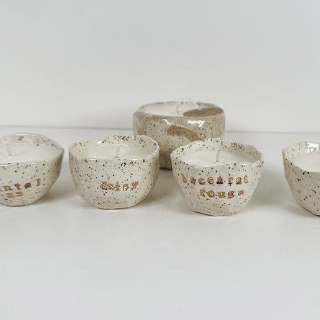 Speckled Stoneware Bowls Featuring 22k Gold and Designer Fragrances  | Madeleine Schmidt