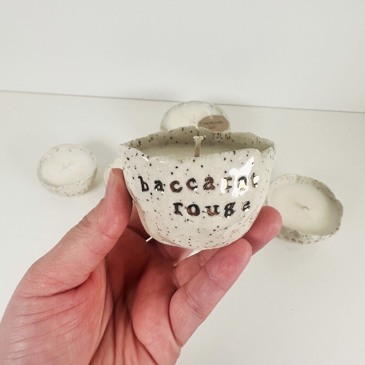 Speckled Stoneware Bowls Featuring 22k Gold and Designer Fragrances  | Madeleine Schmidt