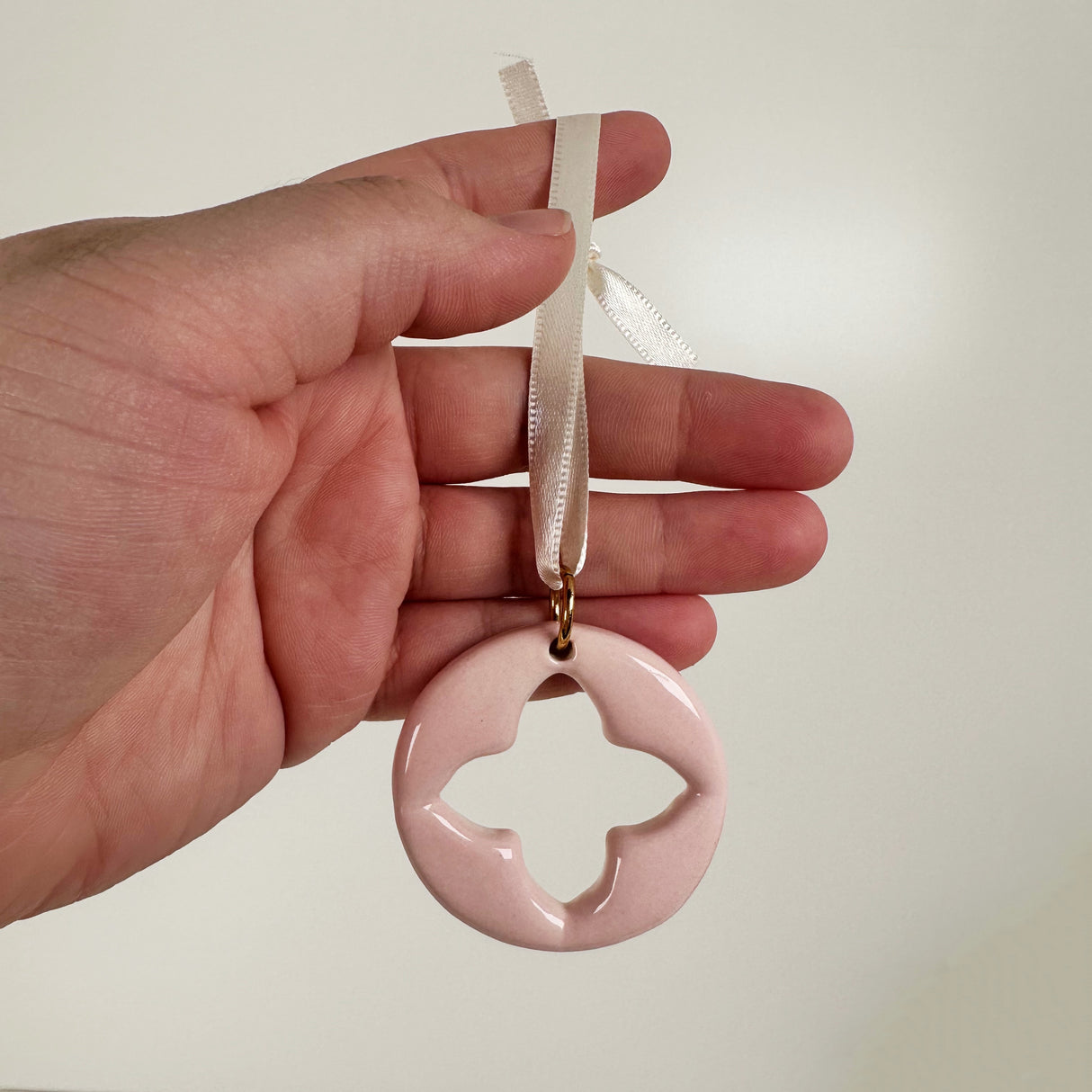 Hand Painted Diamond Cut Out Ceramic Ornament in Pink | Terra Clay