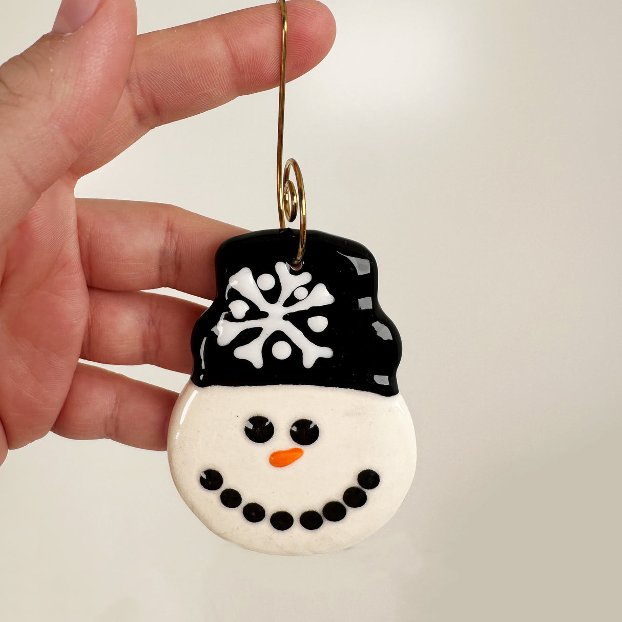 Ceramic Snowman Ornament- D | Once & Future Things