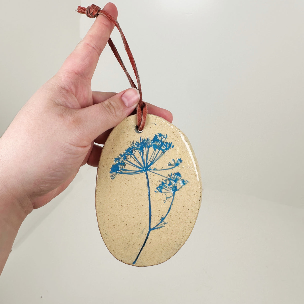 Blue Dill Twig Ceramic Ornament-A | Triska Pottery