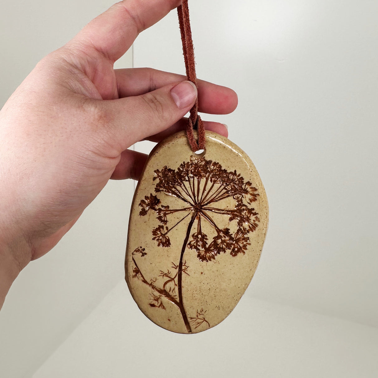 Deep Red Dill Twig Ceramic Ornament | Triska Pottery