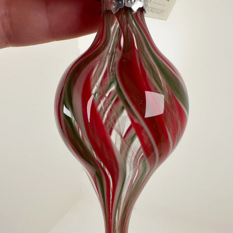 Red & Green Swirl Handblown Glass Ornament- B | Jay Slack
